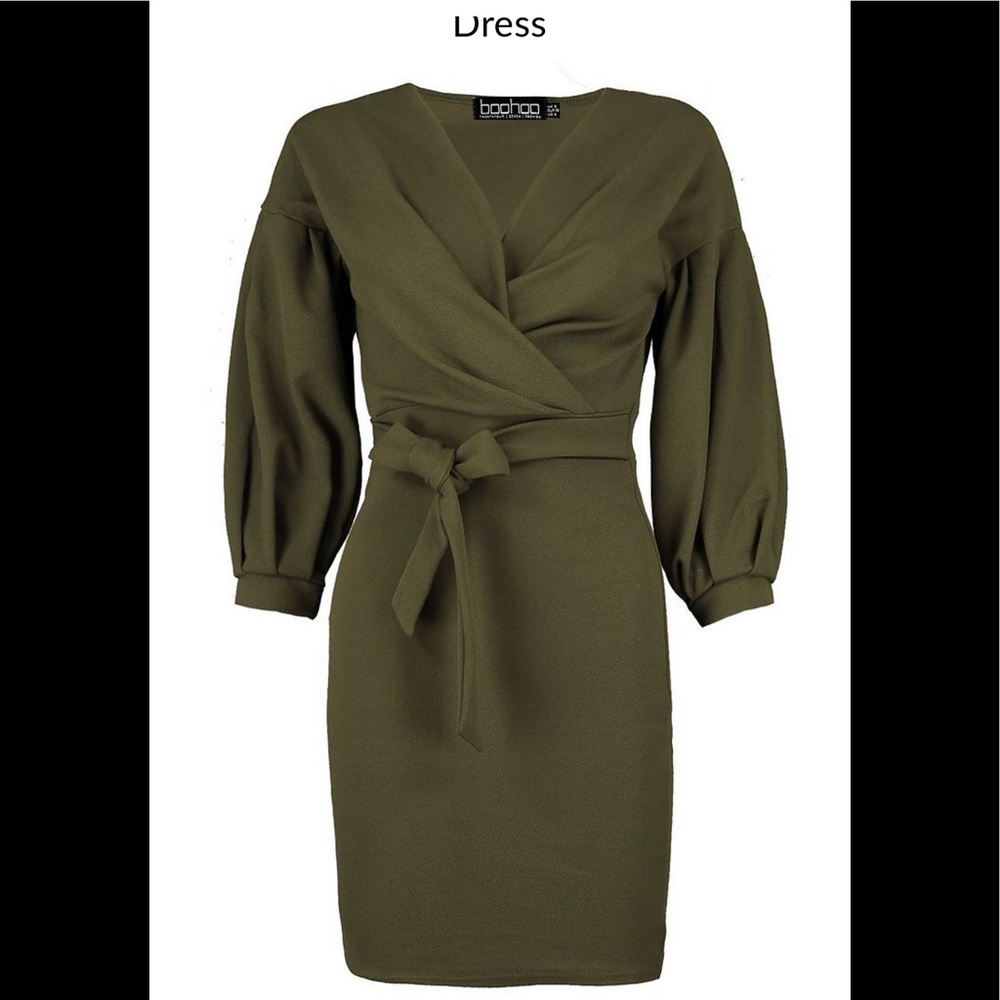 Olive Green off the shoulder dress